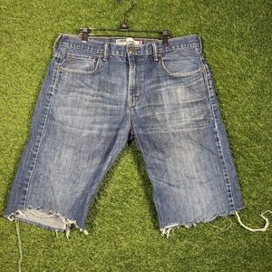 Levi's 569 Loose Straight Jean Shorts 34x34 Cut‎ Off Frayed Hem Denim
